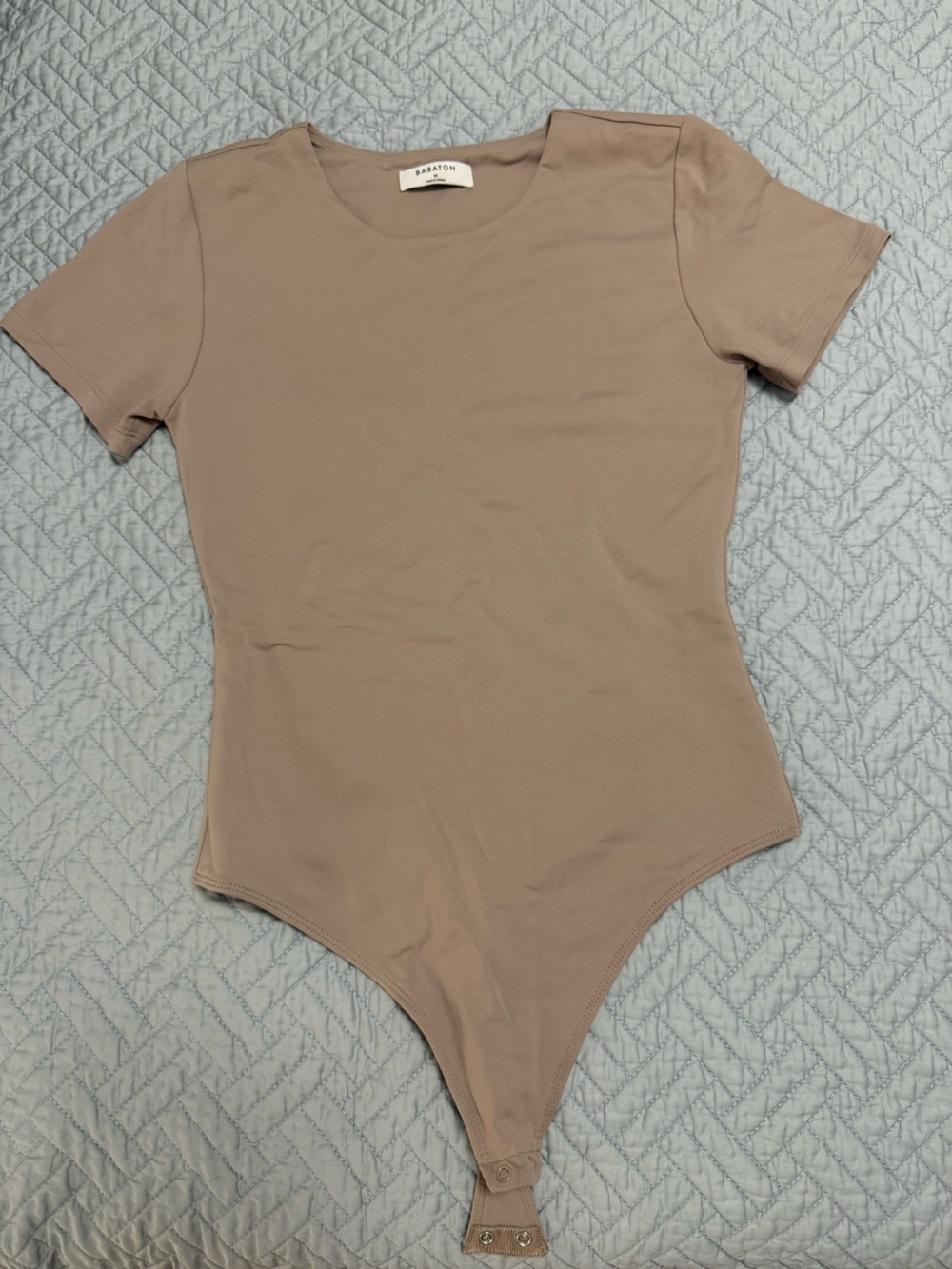 Babaton Taupe Short Sleeve Contour Bodysuit